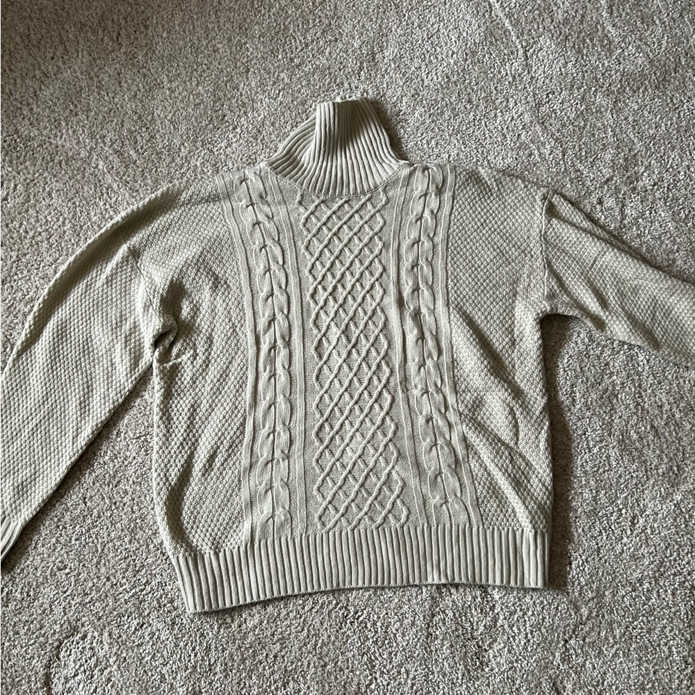 Mens Cable Knit Turtleneck Sweater